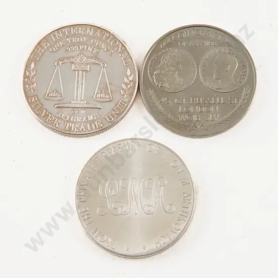 Two Commemorative Silver Medallions One Troy Ounce .999 Fine - 500 Grains Sterling Silver - Base Metal