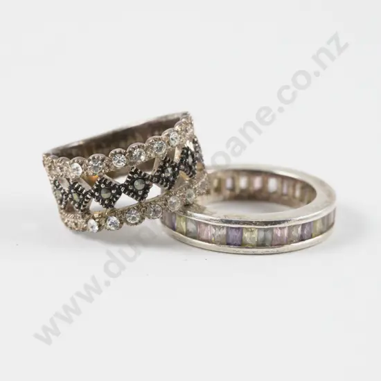 Two S/S Gem Set Rings