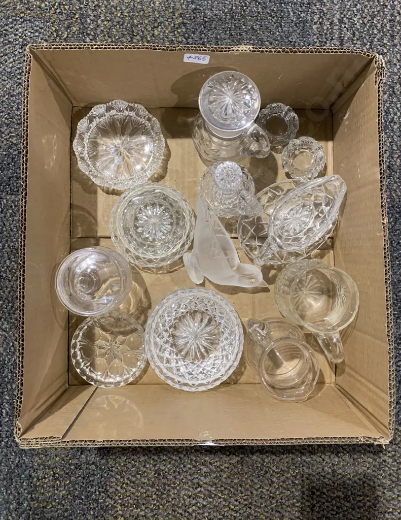 Lalique Style Bird Form Dish and  Assorted Glassware Image 1++