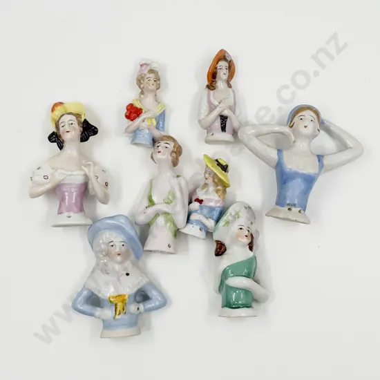 Collection of Eight C1900 China Half Head Dolls