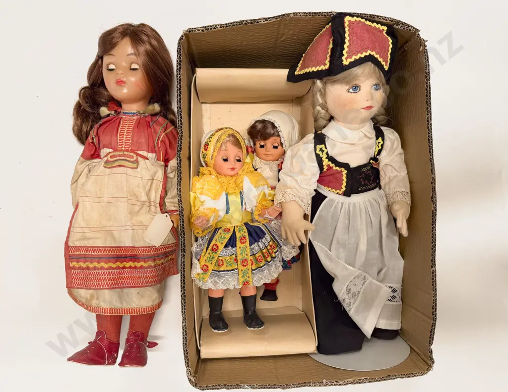 Three Russian Costume Dolls and Cloth Doll Image 1++