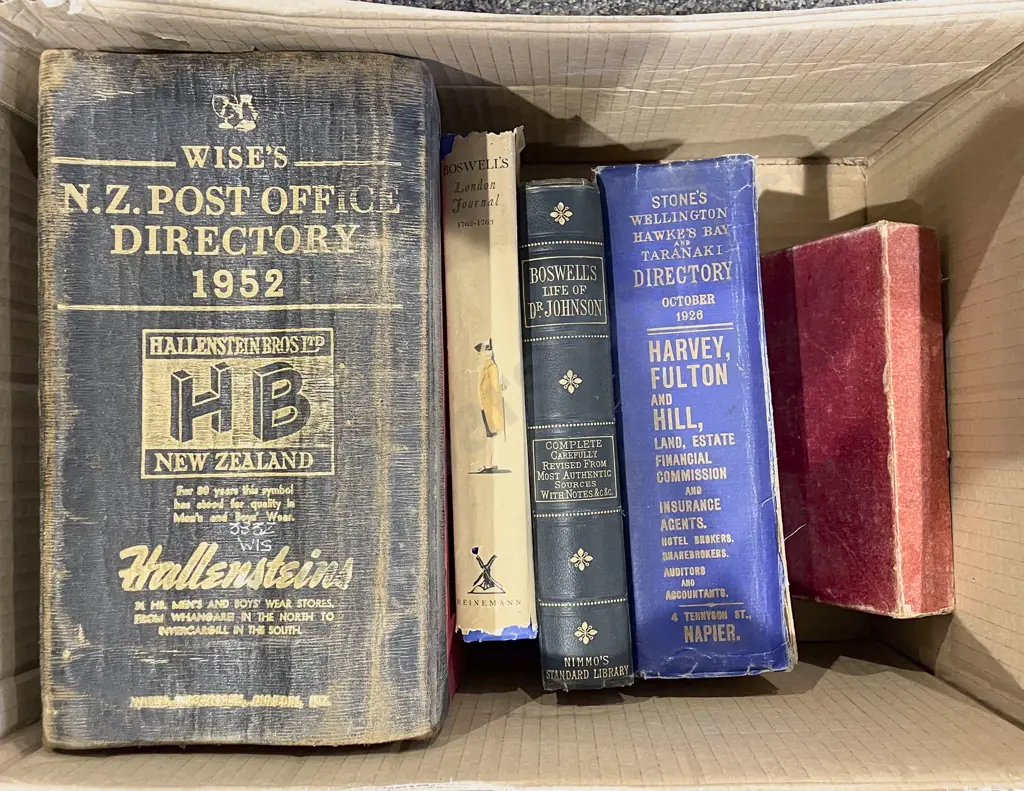 Wises NZ Post Office Directory 1952 & Assorted Vintage Books Image 1++