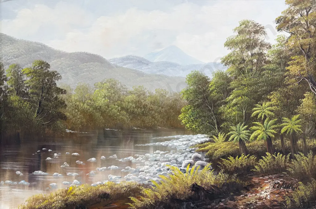 T. Chilton - "Riverside Scene" - Oil on Board Image 1++