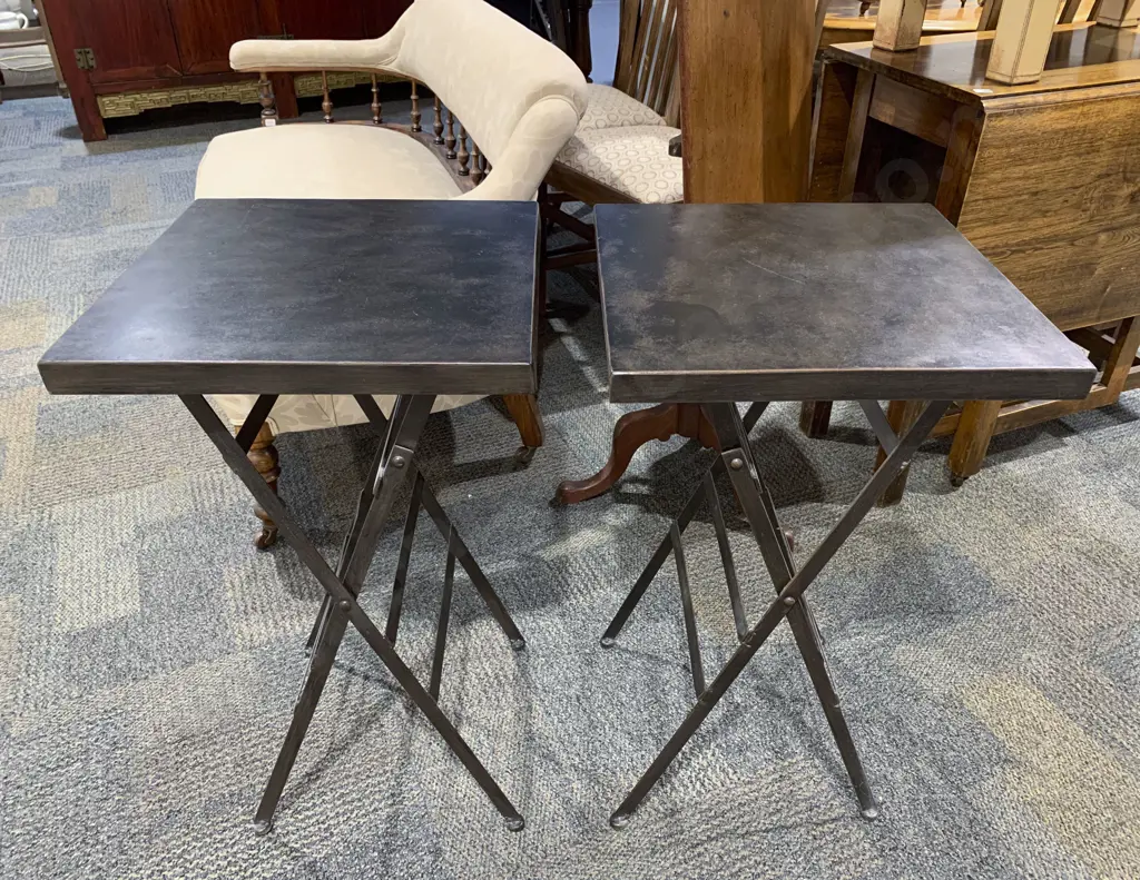 Pair of Folding Metal Table Image 1++