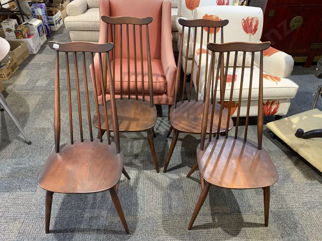 Set of Four Ercol "Goldsmith" Dining Chairs Image 1++