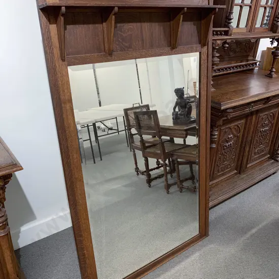 Large Oak Overmantle Mirror