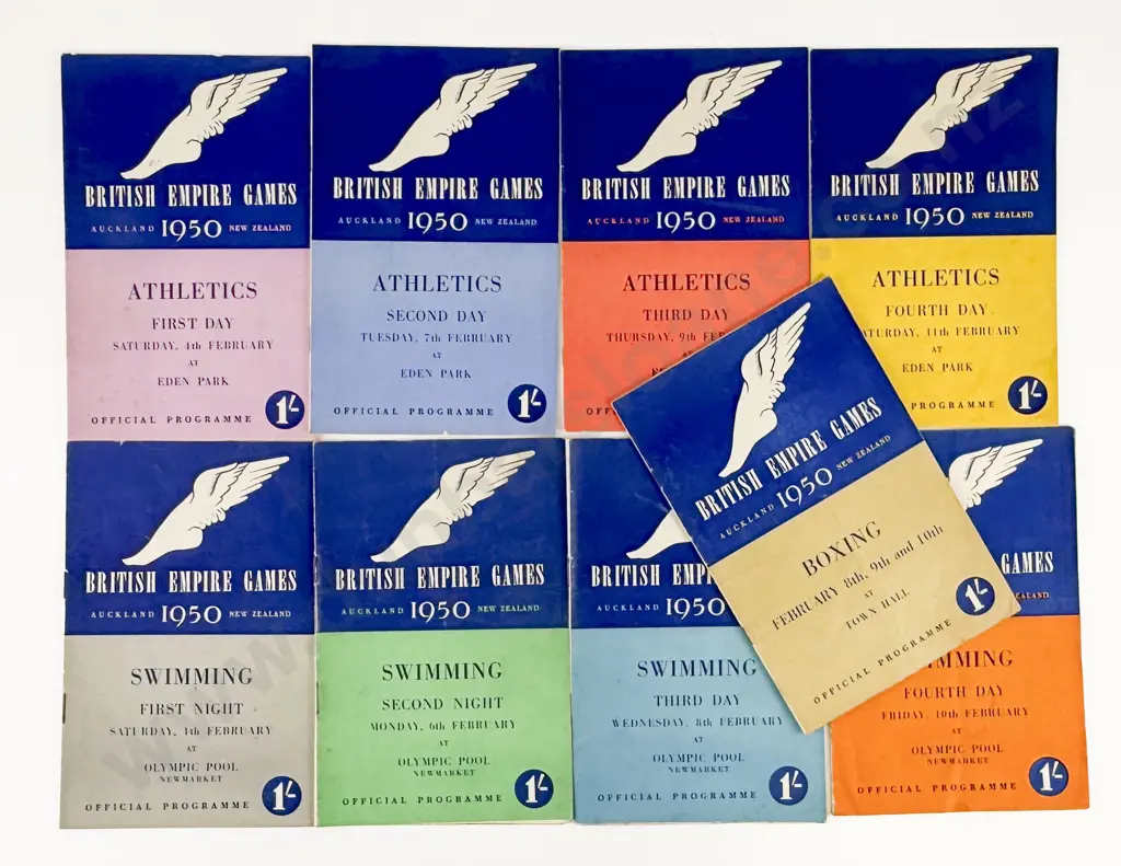 9 x 1950 British Empire Games Auckland Programmes Image 1++