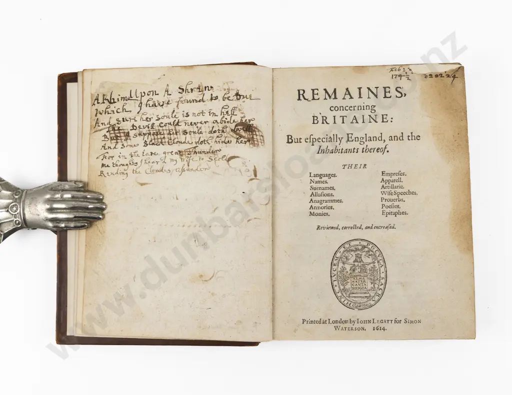 Camden William - Remaines concerning Britaine Image 1++