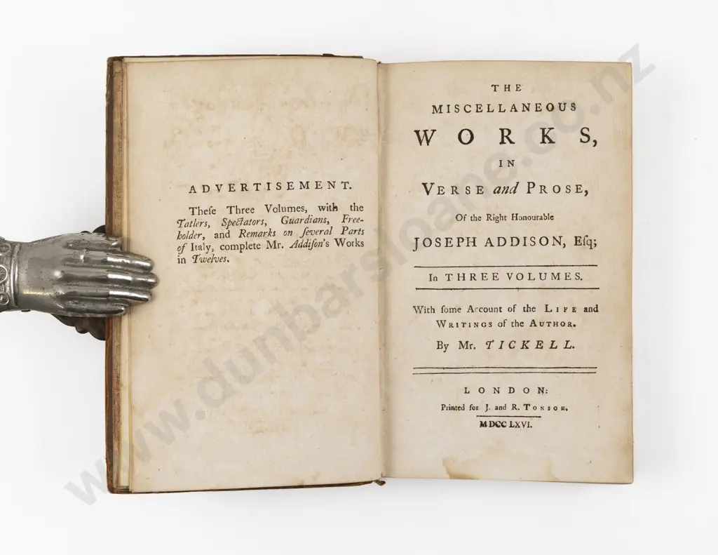 Addison Joseph - The Miscellaneous Works In Verse and Prose (2 Volumes of 3) Image 1++