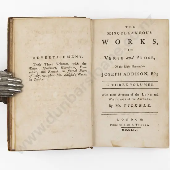 Addison Joseph - The Miscellaneous Works In Verse and Prose (2 Volumes of 3)