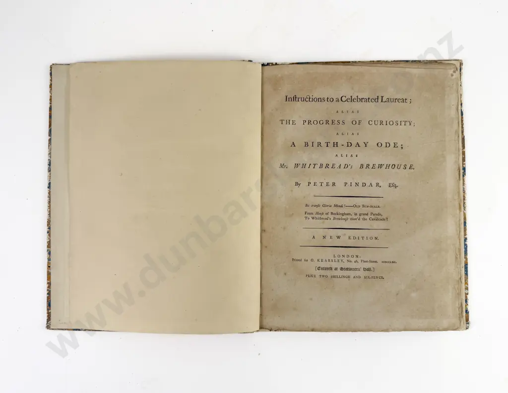 Pindar Peter - (Wolcot) Instructions to a Celebrated Laureate Image 1++