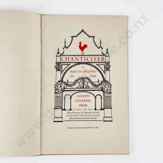 (-) Chanticleer A Bibliography Of The Golden Cockerel Press