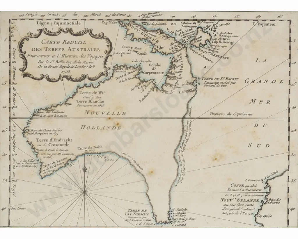Jacques Nicolas Bellin - Carte Reduite Des Australes 1753 Image 1++
