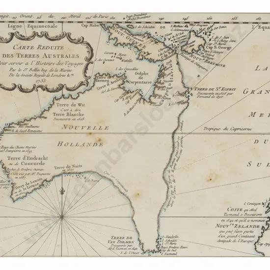 Jacques Nicolas Bellin - Carte Reduite Des Australes 1753