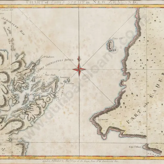18th Century Map of Cook's Strait in New Zealand