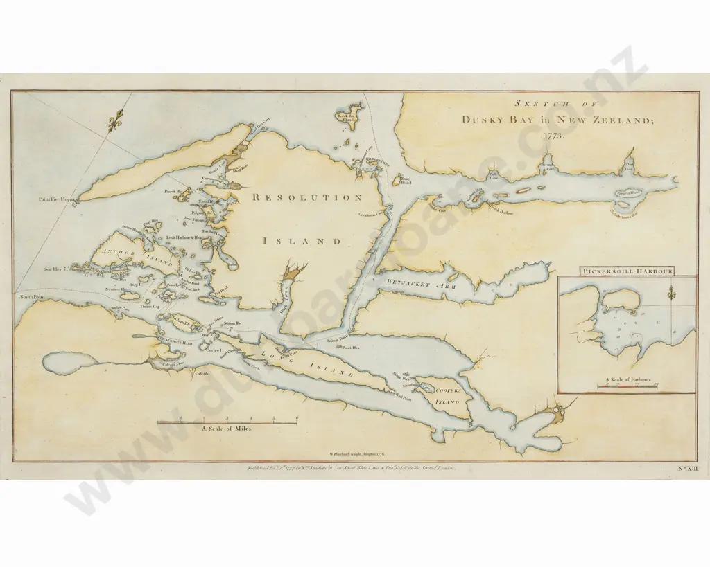 After William Whitchurch - A Sketch Of Dusky Bay in New Zealand 1773 Image 1++