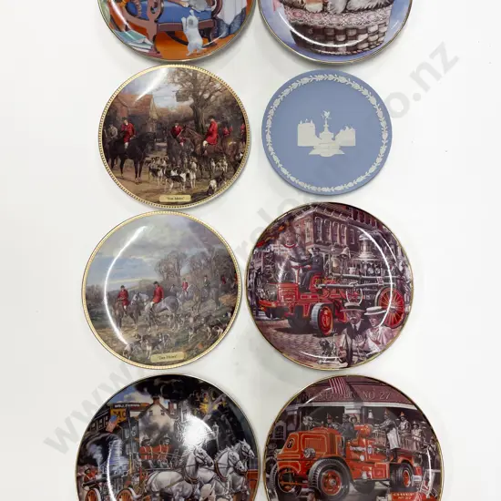 Seven Assorted Franklin Mint Comm. Plates together with Boxed Wedgwood Comm. Plate