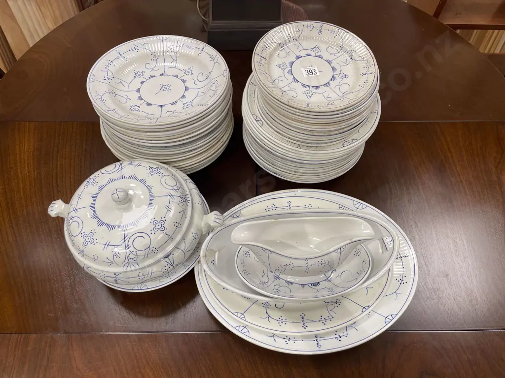 Quantity of Blue & White Dinner China Image 1++