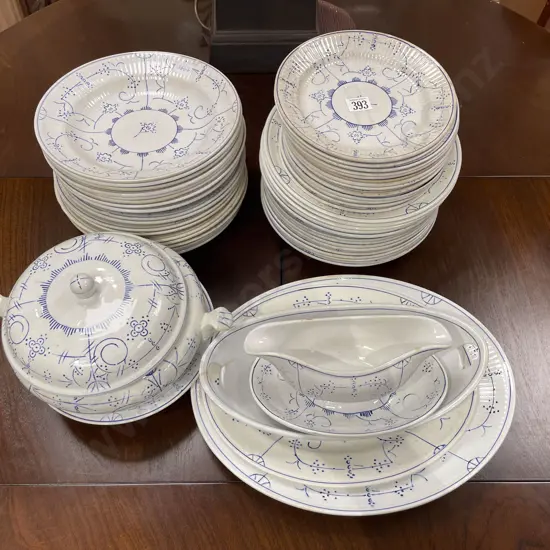 Quantity of Blue & White Dinner China
