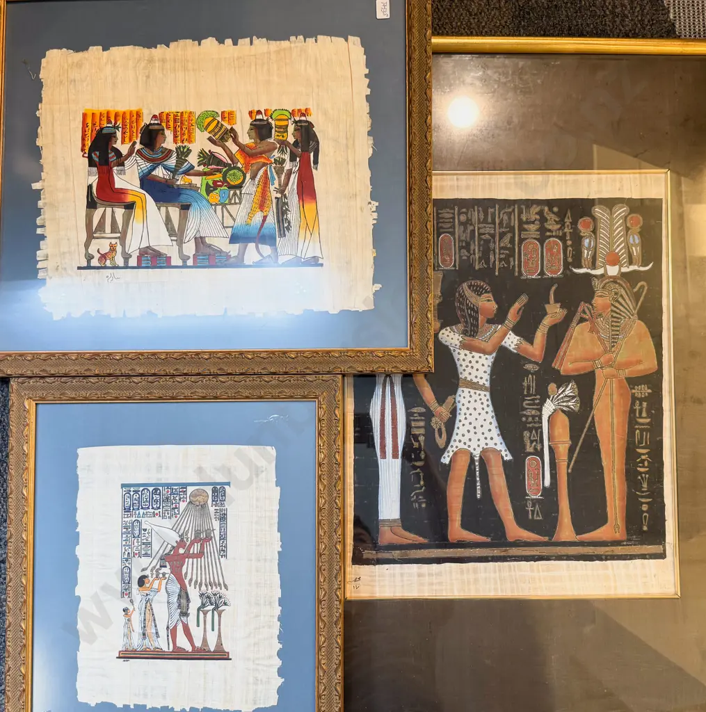 Three Assorted Egyptian Style Framed Works Image 1++