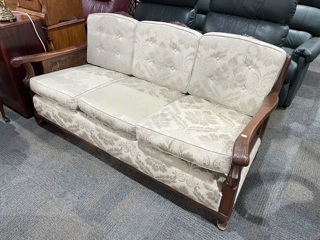 Three Piece Mahogany & Wycombe Cane Lounge Suite Image 1++