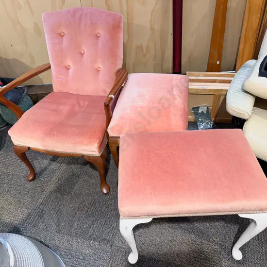 Button Back Bedroom Chair together with Two Cabriole Leg Foot Stools