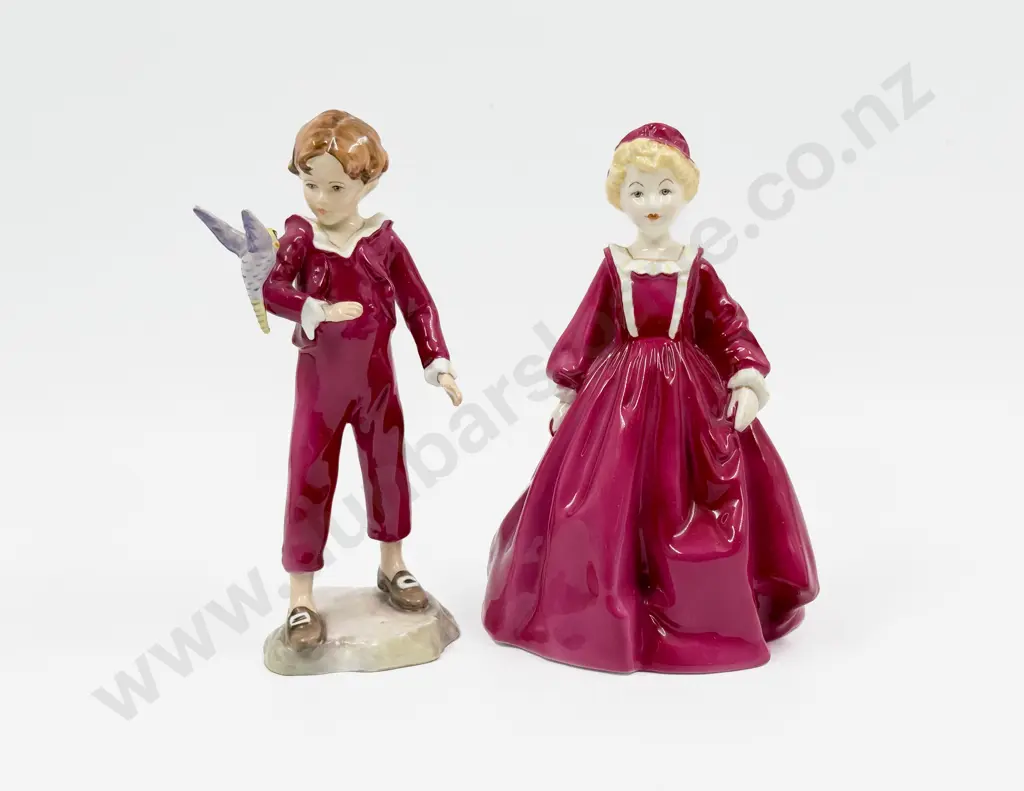 Two Royal Worcester Figures Grandmother's Dress #3081 & The Parakeet #3087 Image 1++