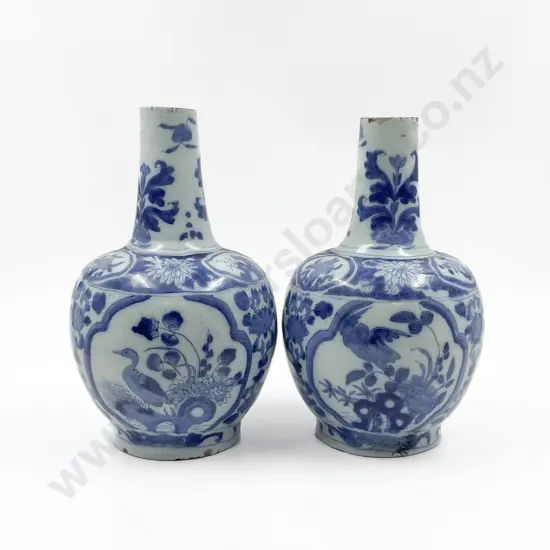 Pair Late C18th /Early C19th European Delft Bottle Vases a/f