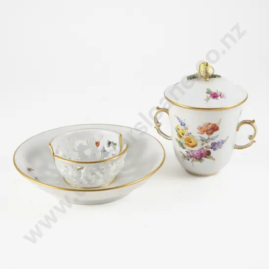 Early C19th Meissen Trembleuse Covered Cup & Saucer