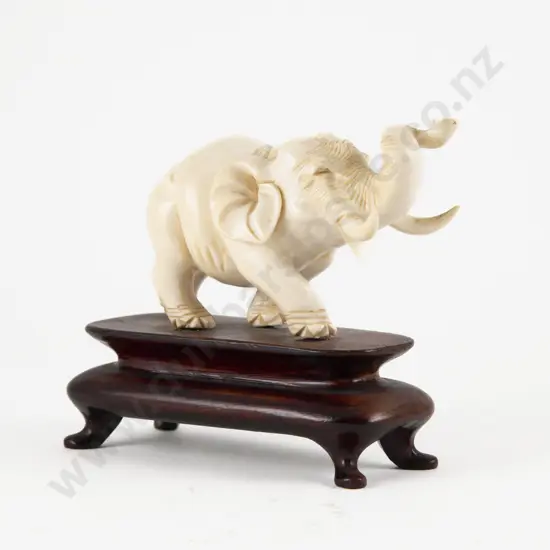 Carved Ivory Elephant on Stand