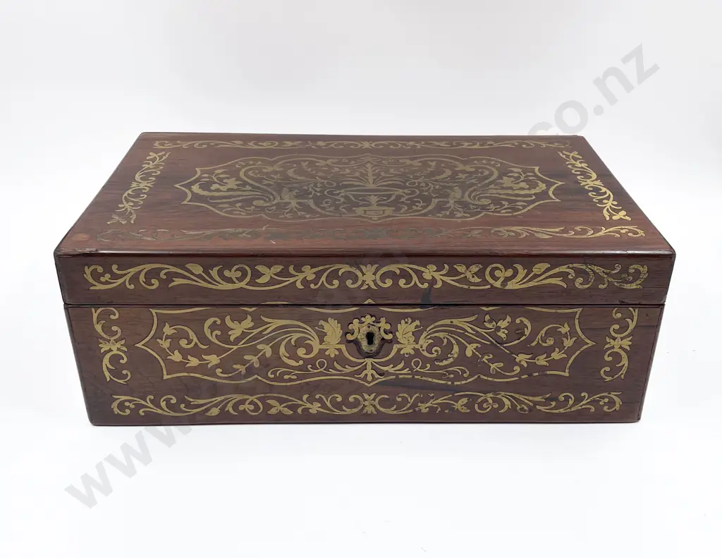 Victorian Rosewood All Brass Inlaid Writing Slope Image 1++
