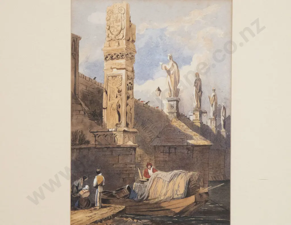Pair C19th European Architectural Watercolours Image 1++