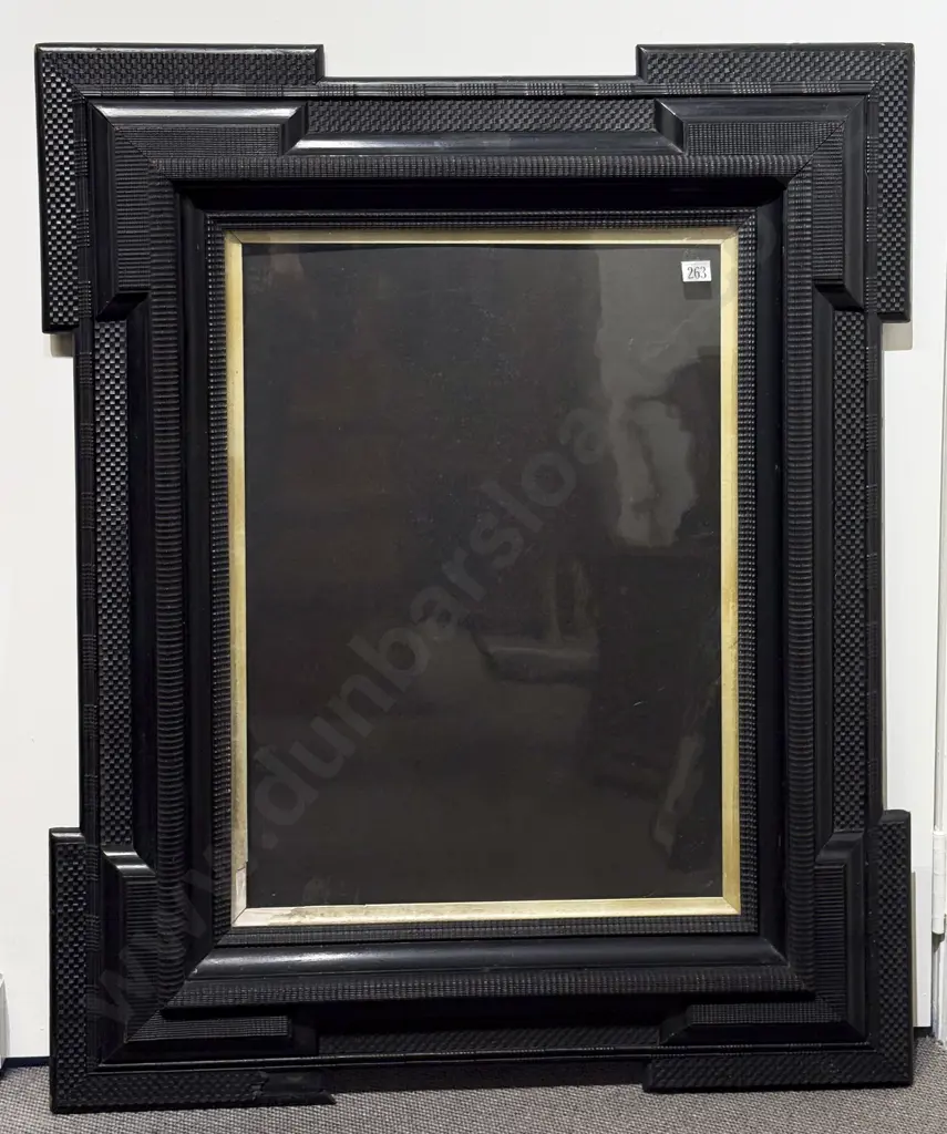 Mid C19th Victorian Ebonised Ornately Machine Carved Picture Frame Image 1++