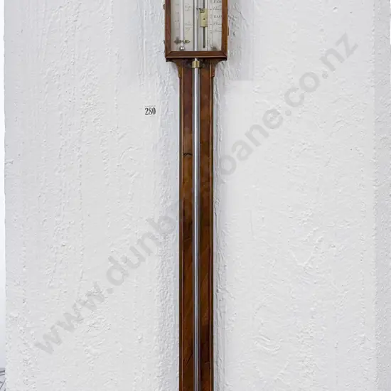 Regency Mahogany & Inlaid Stick Barometer by L. Sioli