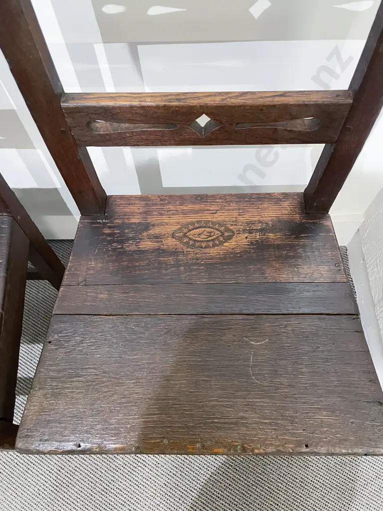 Pair of C18th Oak Country Made Side Chairs Image 1++
