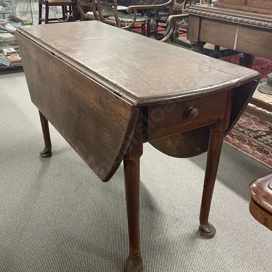 Early Geo III English Vernacular Oak Oval Gateleg Dining Table (af)
