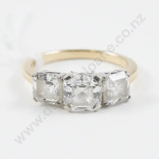 9ct Three Stone Cubic Zirconia Dress Ring