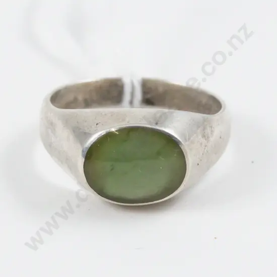 S/S Single Jade Gents Signet Ring