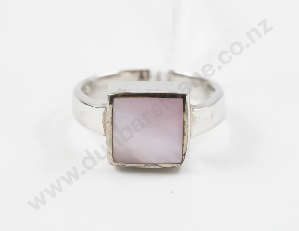 S/S Single Stone Rose Quartz Crystal Dress Ring Image 1++
