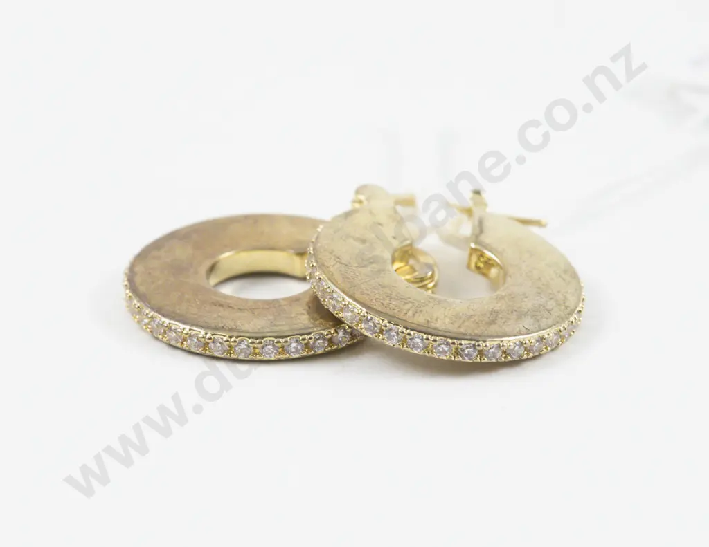 Bottega Veneta Silver Gilt and Cubic Zirconia Hoop Style Earrings Image 1++