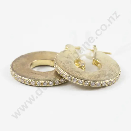 Bottega Veneta Silver Gilt and Cubic Zirconia Hoop Style Earrings