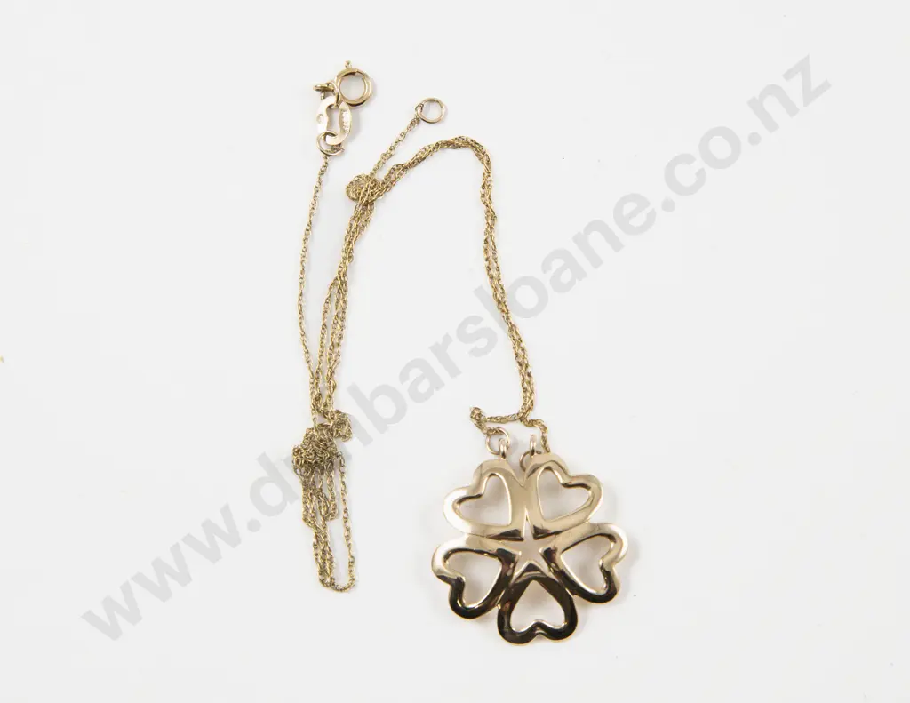 9ct Floral Pendant on 9ct Fine Link Neck Chain Image 1++