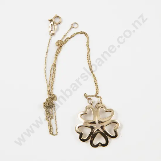 9ct Floral Pendant on 9ct Fine Link Neck Chain