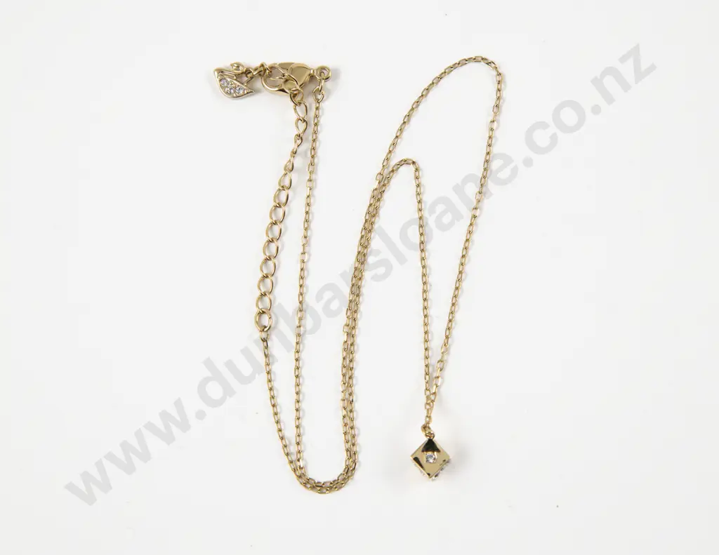 Swarovski Crystal Dice Pendant on Fine link Neck Chain Image 1++