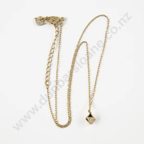 Swarovski Crystal Dice Pendant on Fine link Neck Chain