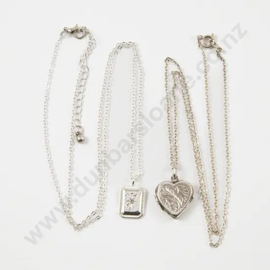 S/S Heart Shaped Photo Locket Pendant with Other Pendant