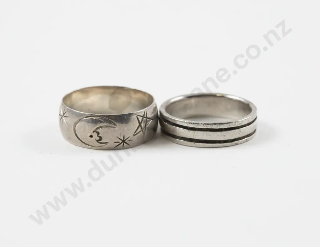 Two S/S Engraved Band Rings Image 1++