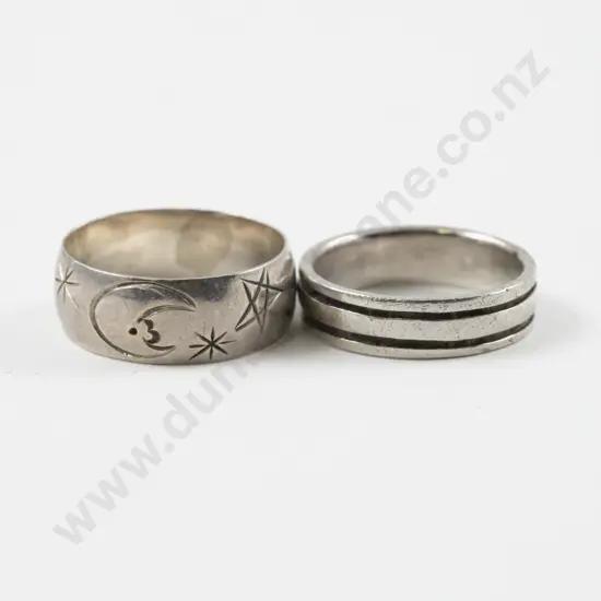 Two S/S Engraved Band Rings