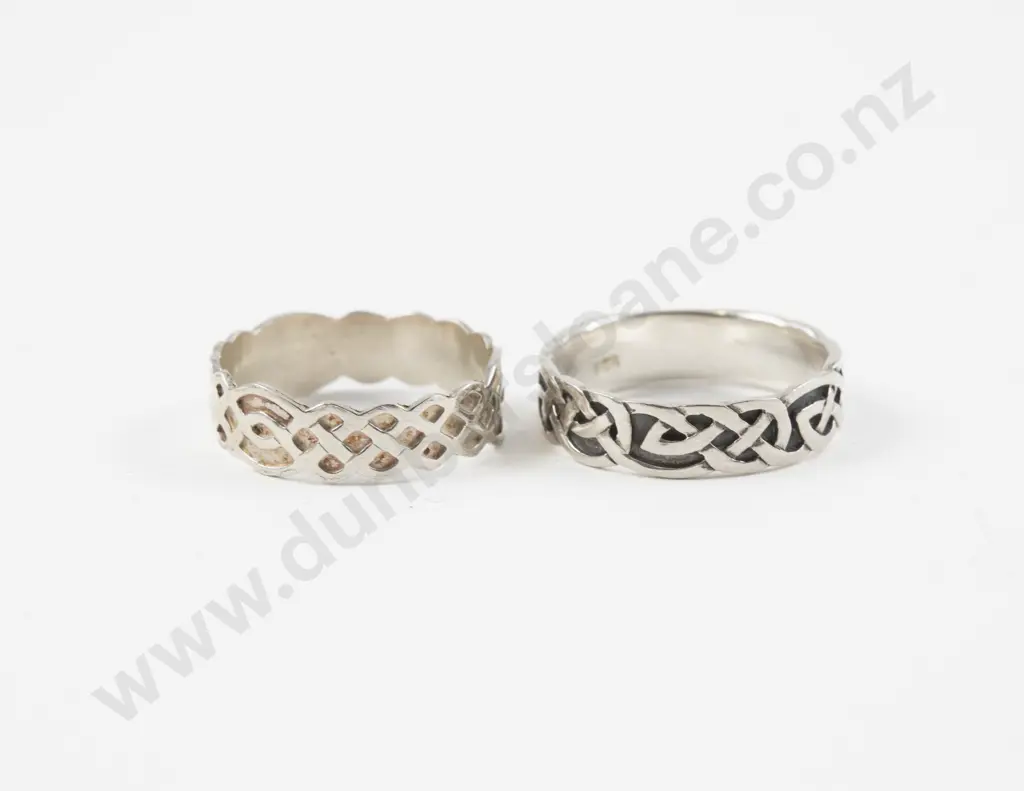 Two S/S Celtic Design Band Rings Image 1++