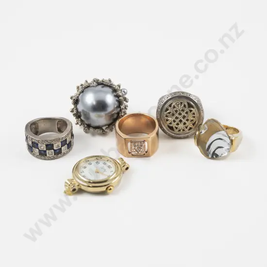 Two Swarovski Crystal Rings with Collection of Assorted Costume Jewellery